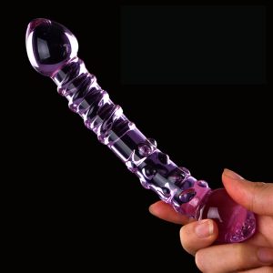 Purple Swirl Curved With Tip Crystal Glass Anal Plug G-spot Stimulator Dildo Massager Sex Product For Women Gay