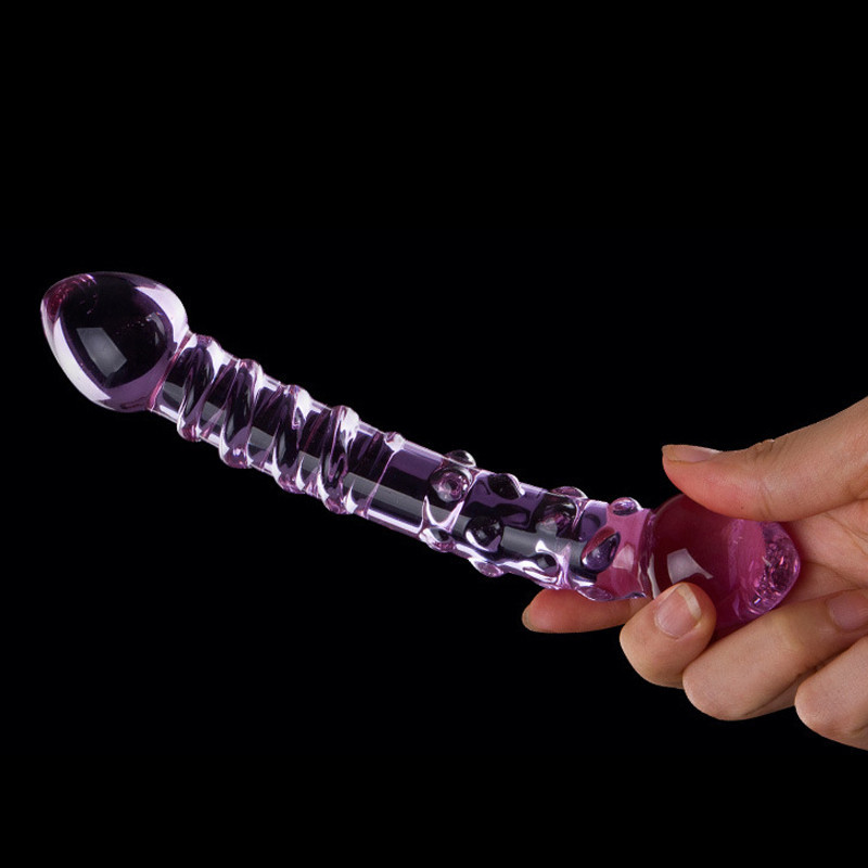 Purple Crystal Glass Anal Plug Curved Gspot Stimulator Dildo Massager For Women And Gay - 4