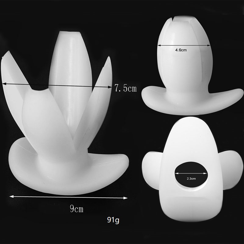 Unisex Realistic Huge Butt Plug Dual Prostate Massager Anal Dildo Enema Tool Hollow Tunnel Voyeur Big Flower Shaped Adult Sex Toy - 9