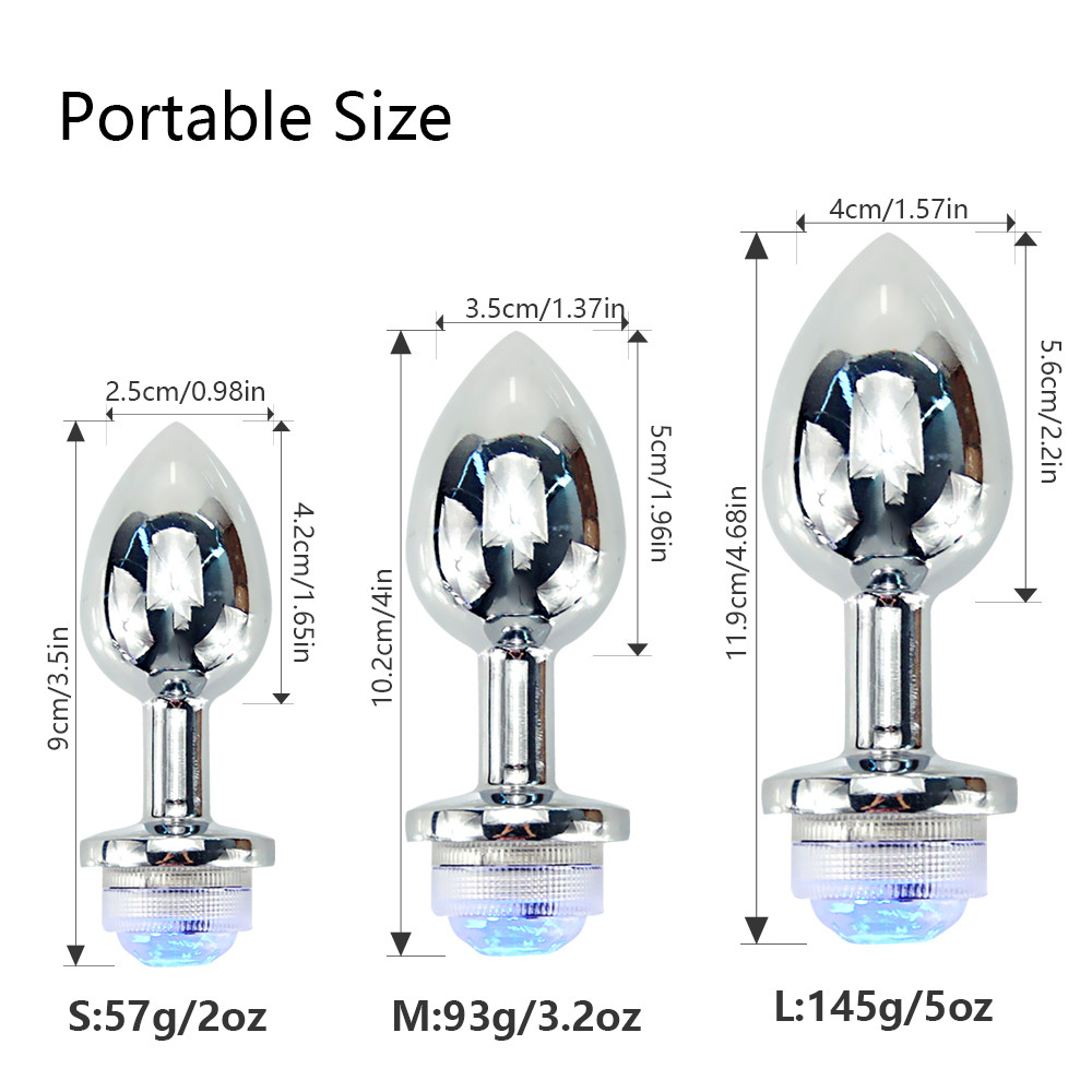 Metal Anal Plug With Remote Control Led Light Beads Prostate And Gspot Massager Unisex Adult Sex Toy - 1