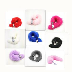 Fox Tail Anal Plug Stainless Steel Pink Butt Sex Toys For Woman Faux Fur Cat Metal Toy - 2