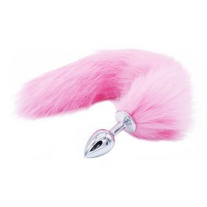 Fox Tail Anal Plug Stainless Steel Pink Butt Sex Toys For Woman Faux Fur Cat Metal Toy