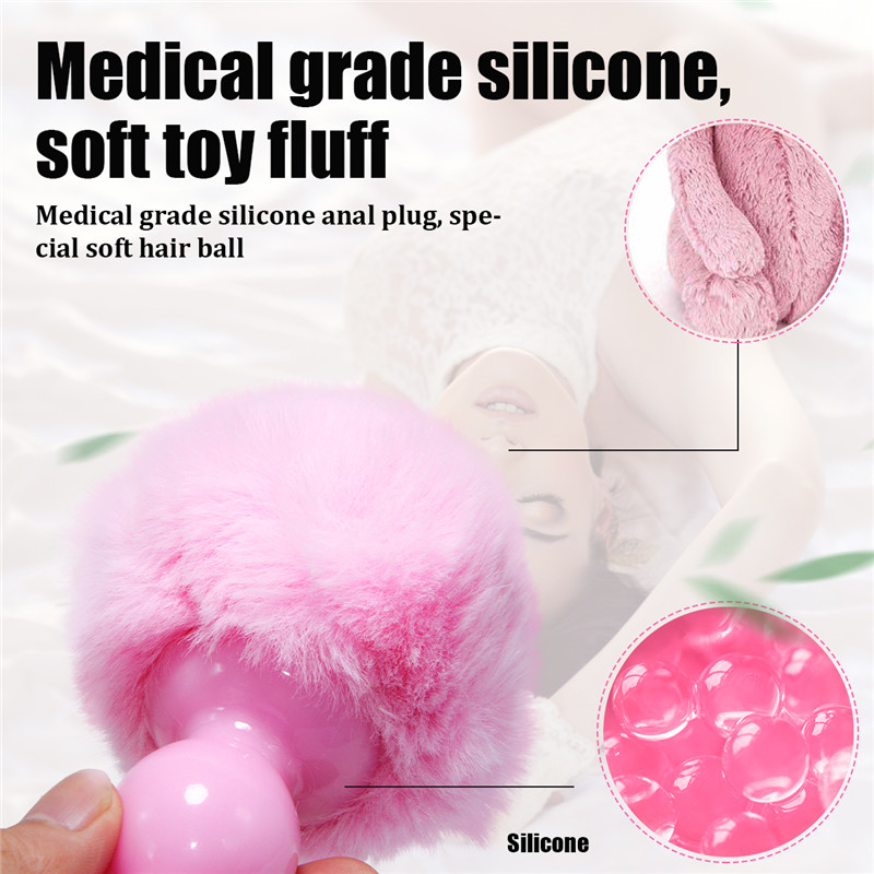 Silicone Anal Dildo Rabbit Tail Plug Beads Erotic Adult Sex Toy For Men Women Couples - 3