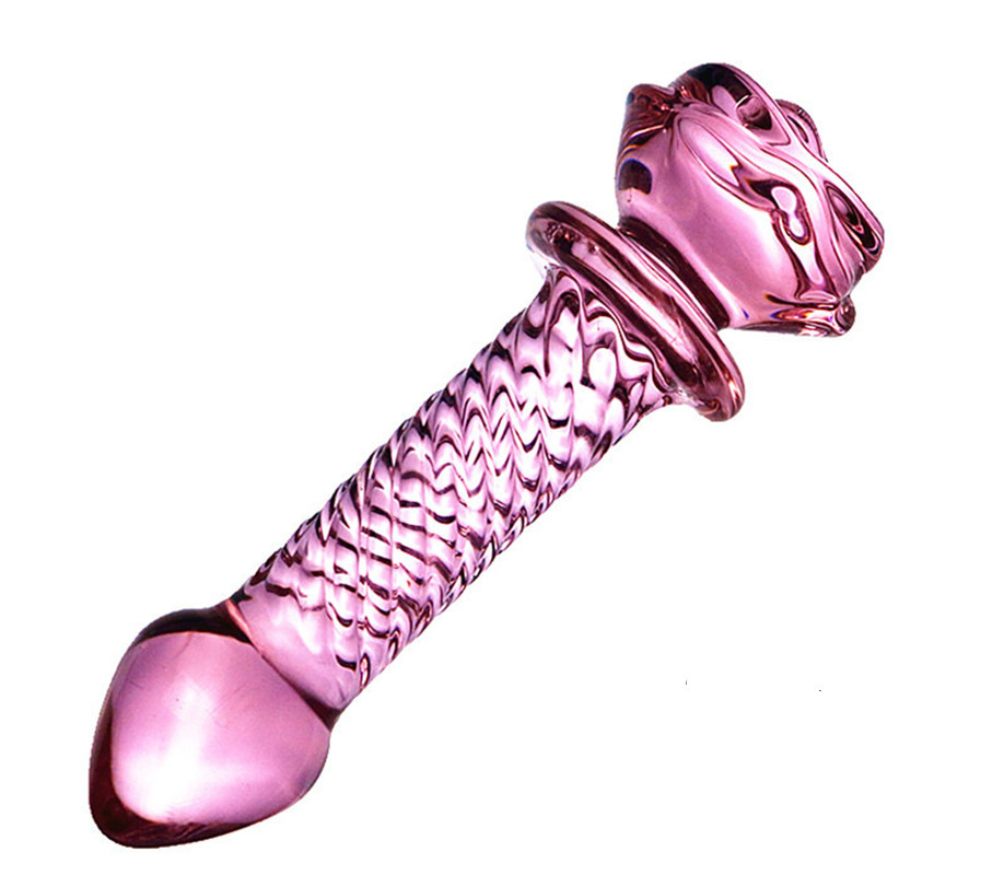 Quality Pink Rose Flower Shaped Glass Dildo Vaginal And Anal Plug Adult Masturbator Toy For Women - 8