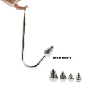 Sm Toys Replaceable Stainless Steel Anal Hook With Beads Hole Metal Butt Plug Anus Fart Putty Slave Prostate Massager Bdsm - 2