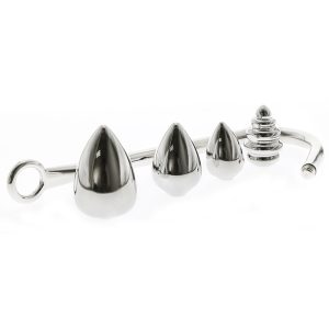 Sm Toys Replaceable Stainless Steel Anal Hook With Beads Hole Metal Butt Plug Anus Fart Putty Slave Prostate Massager Bdsm