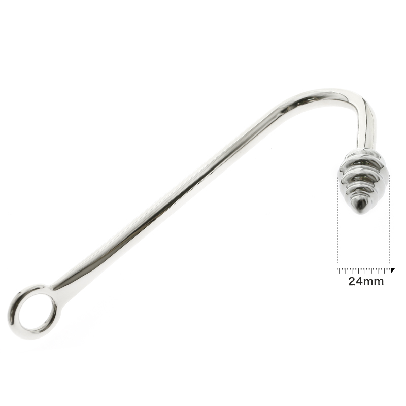 Stainless Steel Bdsm Anal Hook Beaded Metal Butt Plug Prostate Massager With Replaceable Hole - 3