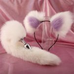 Cute Soft Cat Ears With 40cm Fox Tail Metal Butt Anal Plug Erotic Cosplay Accessories Adult Sex Toys For Couples - 3