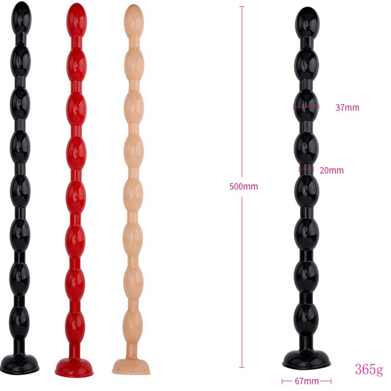 Extralong Soft Silicone Anal Dildo With Pull Beads Suction Base Butt Plug For Women Men Gay Lesbian Bodysafe Colon Massager And Strapon Toy - 12