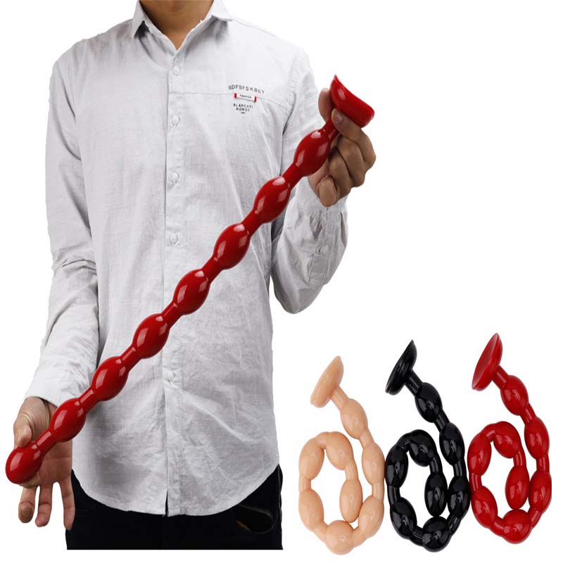 Extralong Soft Silicone Anal Dildo With Pull Beads Suction Base Butt Plug For Women Men Gay Lesbian Bodysafe Colon Massager And Strapon Toy - 1