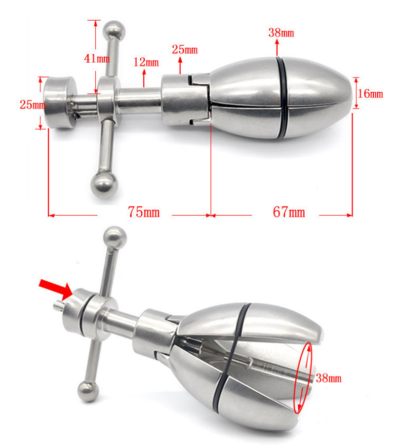 Stainless Steel Locking Butt Plug Anal Stretching Toy With Extension Lock Dilatador Beads Balls - 3