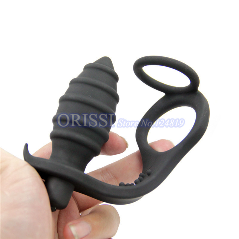 Orissi Mens Prolonged Pleasure Sex Toys Vibrating Prostate Massager Delay Ejaculation Cock Ring Anal Butt Plug - 18