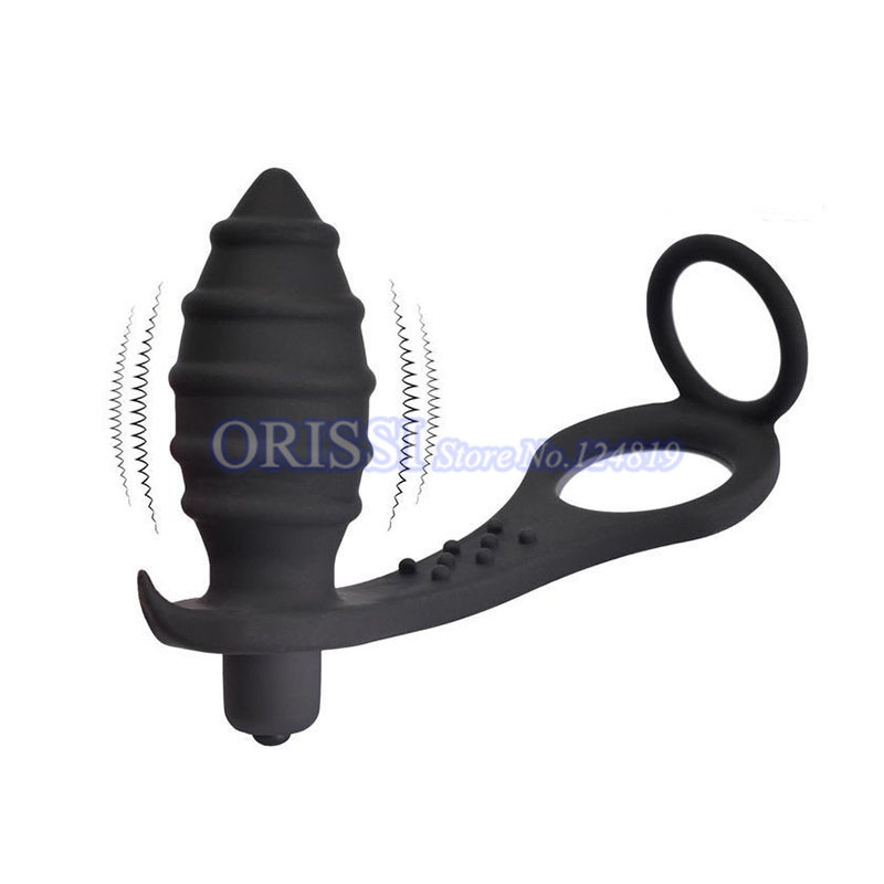 Orissi Mens Prolonged Pleasure Sex Toys Vibrating Prostate Massager Delay Ejaculation Cock Ring Anal Butt Plug - 17