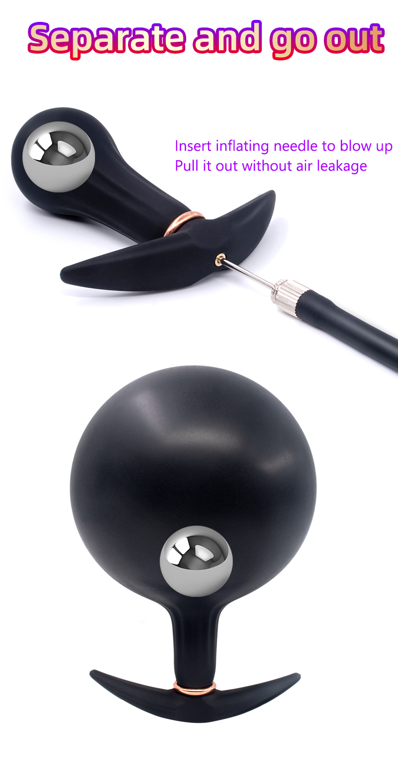 Inflatable Anal Plug With Metal Beads Adjustable Butt Plug Dildo Unisex Adult Sex Toy For Men Women Gay - 10