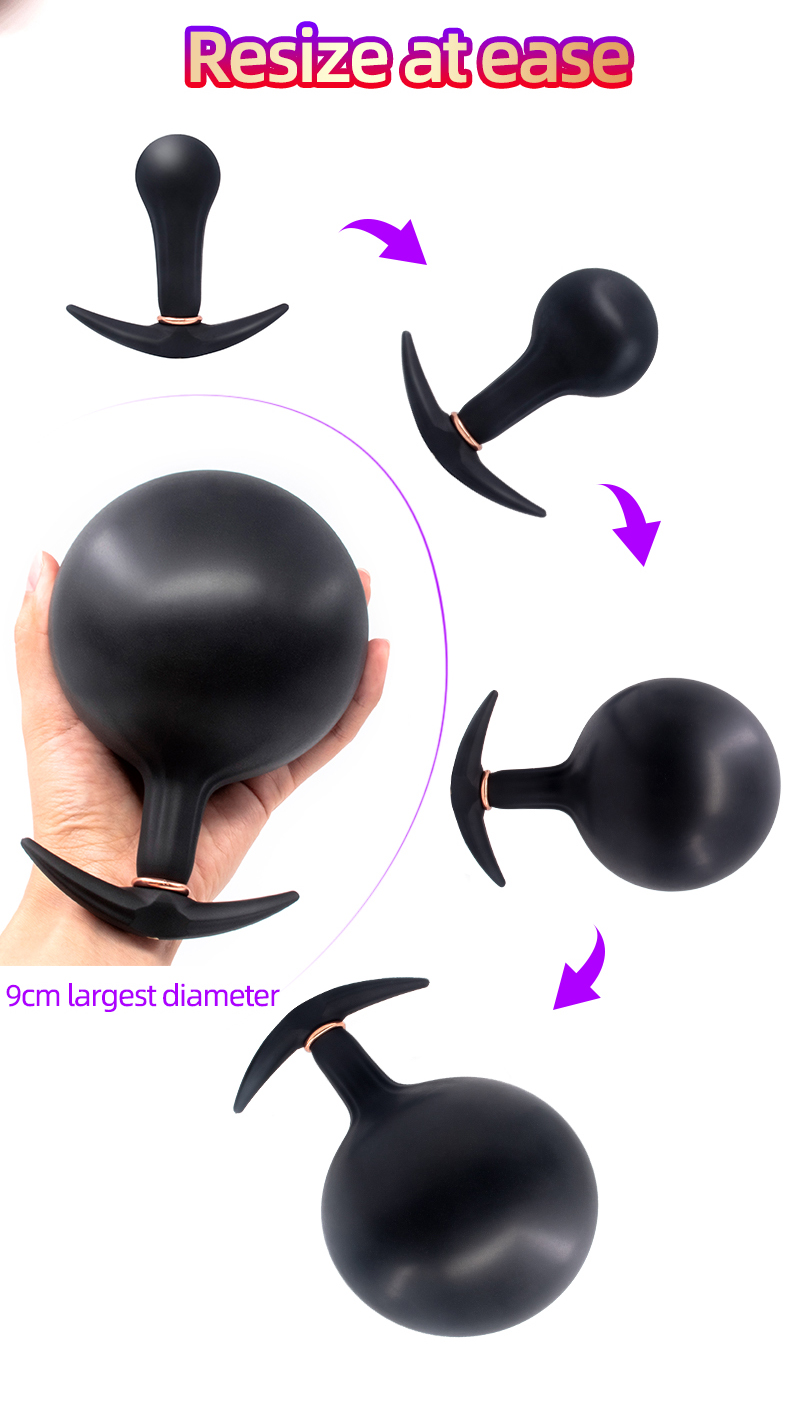 Inflatable Anal Plug With Metal Beads Adjustable Butt Plug Dildo Unisex Adult Sex Toy For Men Women Gay - 6