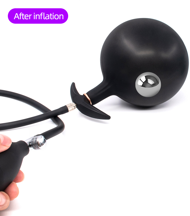Inflatable Anal Plug With Metal Beads Adjustable Butt Plug Dildo Unisex Adult Sex Toy For Men Women Gay - 5