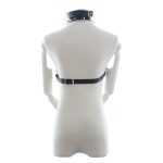 Sexy Faux Leather Lingerie Breast Binder Bra Top And Mouth Gag With Nipple Clamps Female Body Harness Fetish Restraint Costume - 3