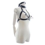Sexy Faux Leather Lingerie Breast Binder Bra Top And Mouth Gag With Nipple Clamps Female Body Harness Fetish Restraint Costume - 5