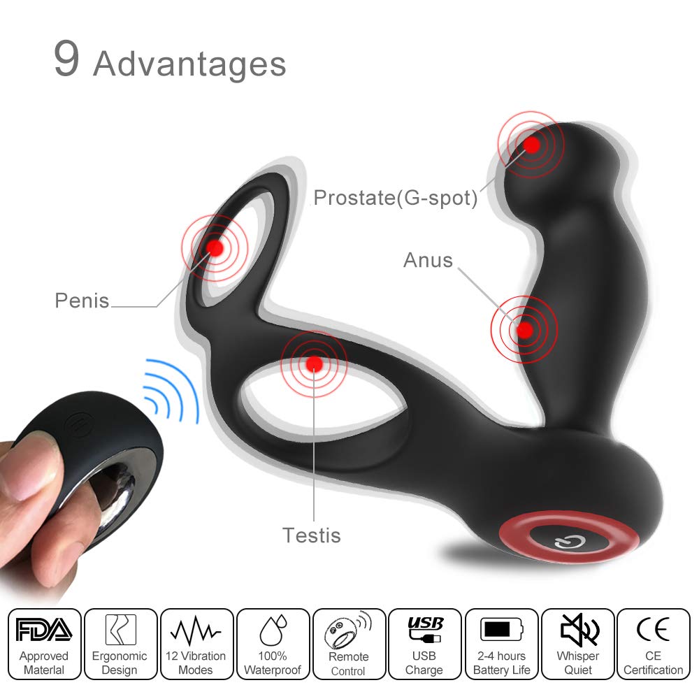 Remotecontrolled Prostate Massager With Penis Ring Vibrating Anal Plug Ball Loop Sex Toy For Men - 1