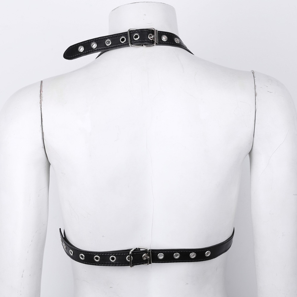 Womens Opencup Harness Bra Gothic Leather Bondage Lingerie Erotic Bdsm Games And Couples Sex Toys - 4