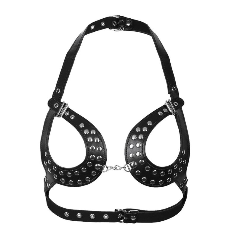 Harness Bra Open Cup For Womens Bondage Lingerie Gothic Chest Leather Belt Erotic Sex Toys Games Couples Bdsm Rope