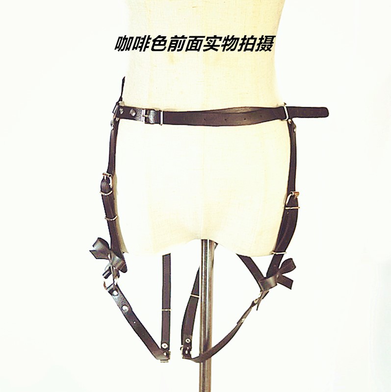 Bdsm Womens Body Harness With Handcuffs Leather Leg Garter Belt Lingerie Bondage Gear Suspender - 5