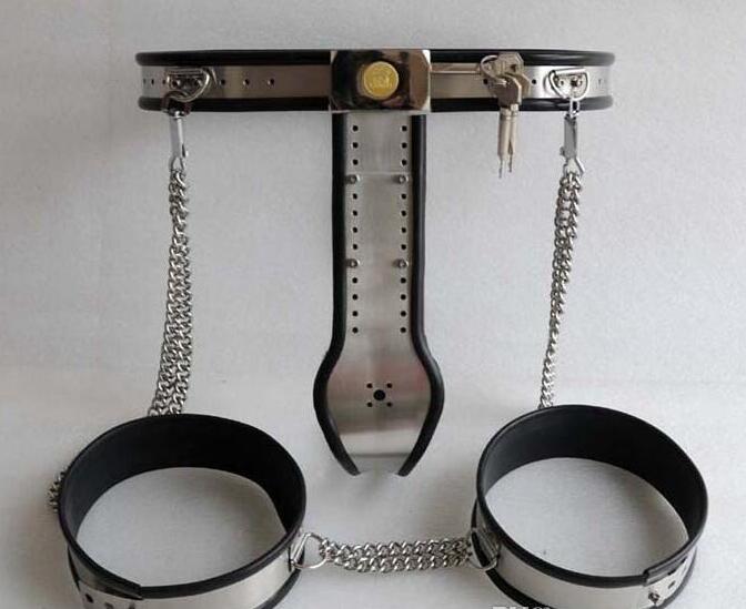 Stainless Steel 9piece Womens Chastity Belt Set Collar Bra Arm Wrist Thigh Knee Shank Ankle Cuffs Bondage Ring For Adult Play - 28