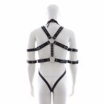 Men Bdsm Bondage Pu Leather Adjustable Sexy Full Body Chest Harness Restraint O-ring Rivet Collar Erotic Toys - 3