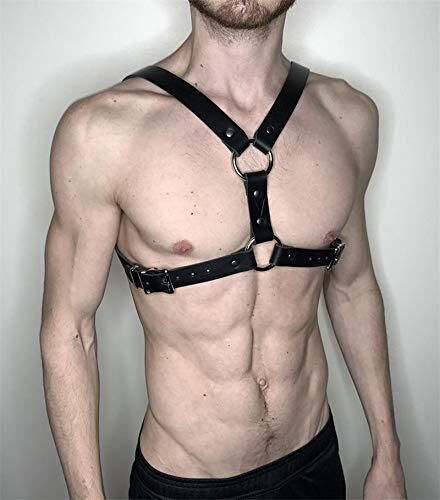 Mens Adjustable Leather Bdsm Bondage Harness Belt Rivet Restraint Chest Suspender For Night Club Cosplay - 4