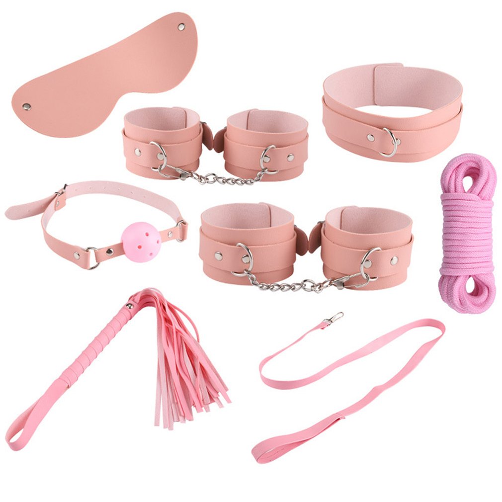 8pc Luxury Adult Bondage Kit Adjustable Plush Sm Fetish Tools For Couples Roleplay Games Cosplay Fantasy Restraint Set - 1