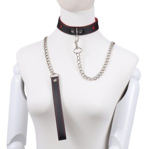 Bdsm Fetish Bondage Slave Red Heart Sex Collar Steel Chain Leash Adult Game Dog Punish Neck Collars Sadism Erotic Toys