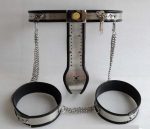 Hot Female Adjustable Stainless Steel 5 Piece Sets Chastity Belt Device Collar Bra Handcuffs Leg Rings Adult Bdsm Sex Toy - 4
