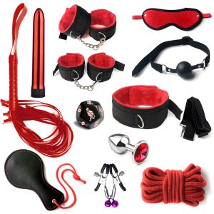 12pcs Set Sexual Bondage Handcuff Whip Blindfold Adult Couple Sex Toys Tools Bdsm Webbing Gear Leather
