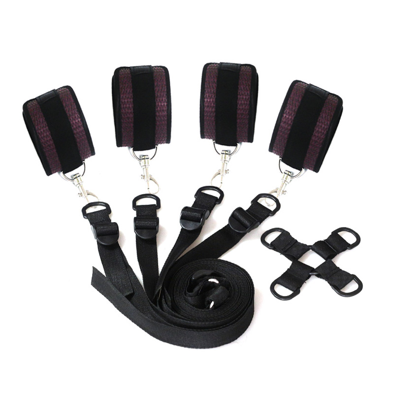 Deluxe Under Bed Bondage Restraint Kit Adjustable Leather Handcuffs And Ankle Cuffs Bdsm Fetish Role Play Toy For Adults - 1