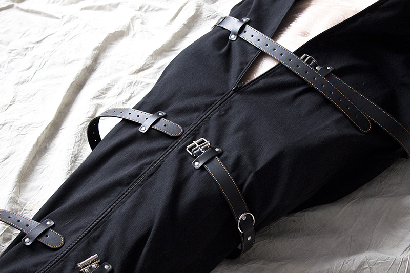 Leather Full Body Bondage Bag Mermaid Mummy Sleeping Sack Adult Arm Binder Straitjacket Bdsm Slave Restraints Adult Erotic Sex Toys - 7