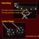 Rivet Neck Collar Leash Slave Lock Adults Sex Toy Erotic Faux Leather Bdsm Choker Nipple Cover Bondage - 2