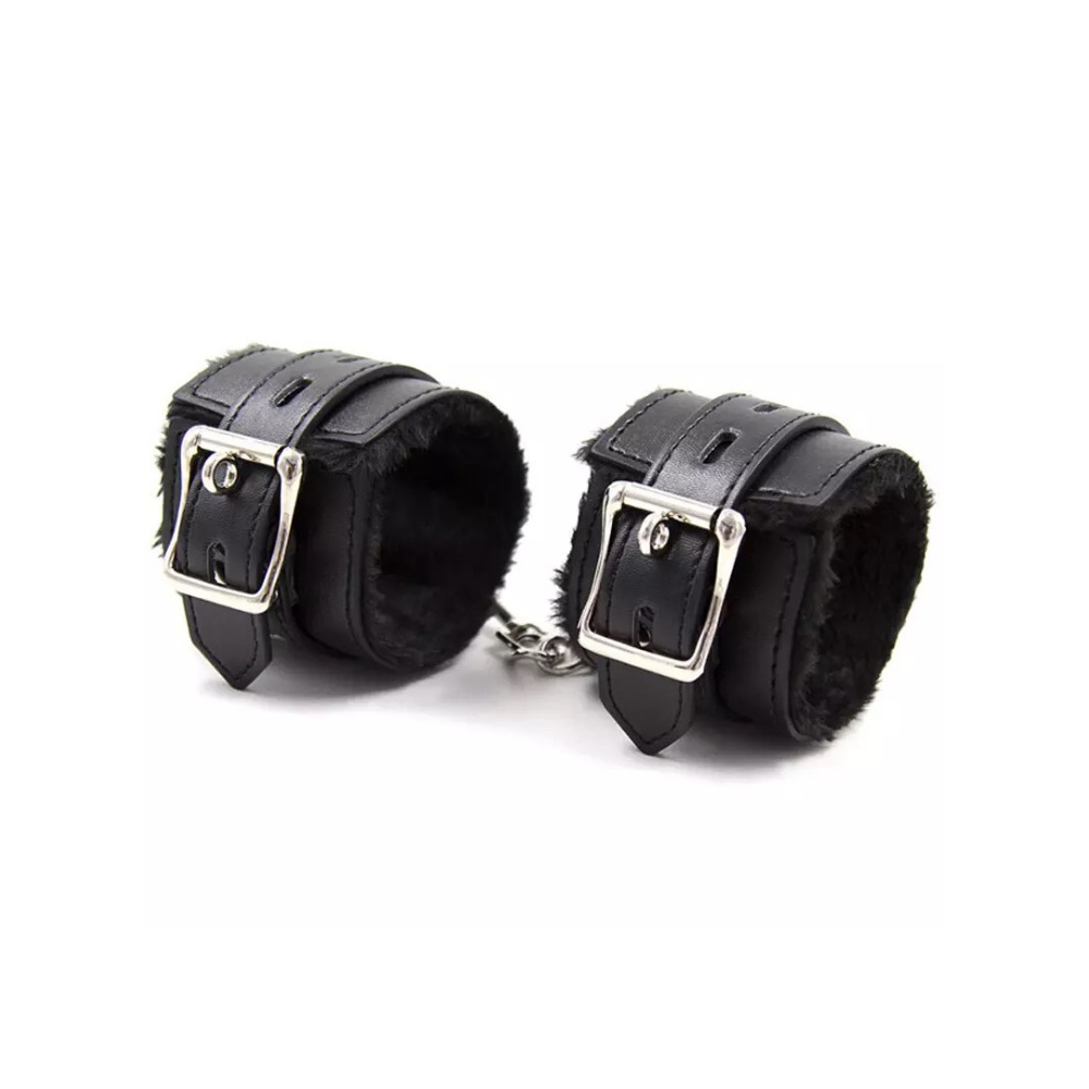 Leather Fur Handcuffs Adult Bdsm Erotic Toys Couples Ankle Restraints Bondage Bracelets For Cosplay - 3
