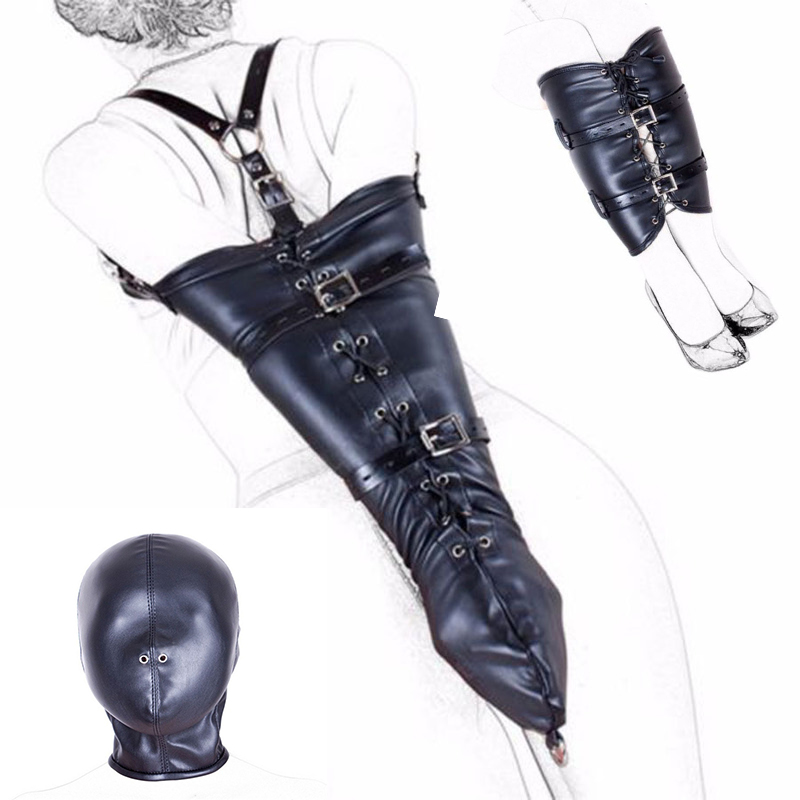 Leather Bdsm Bondage Kit Adult Sex Toys For Hands Wrists Arms Legs Slave Wrist Cuffs Armbinders - 1