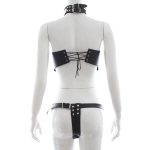 Sexy Women Pu Leather Full Harness Restraint Set Bdsm Bondage Gear Lingerie Queen Fetish Open Crotch Breast Exposed Costume - 4