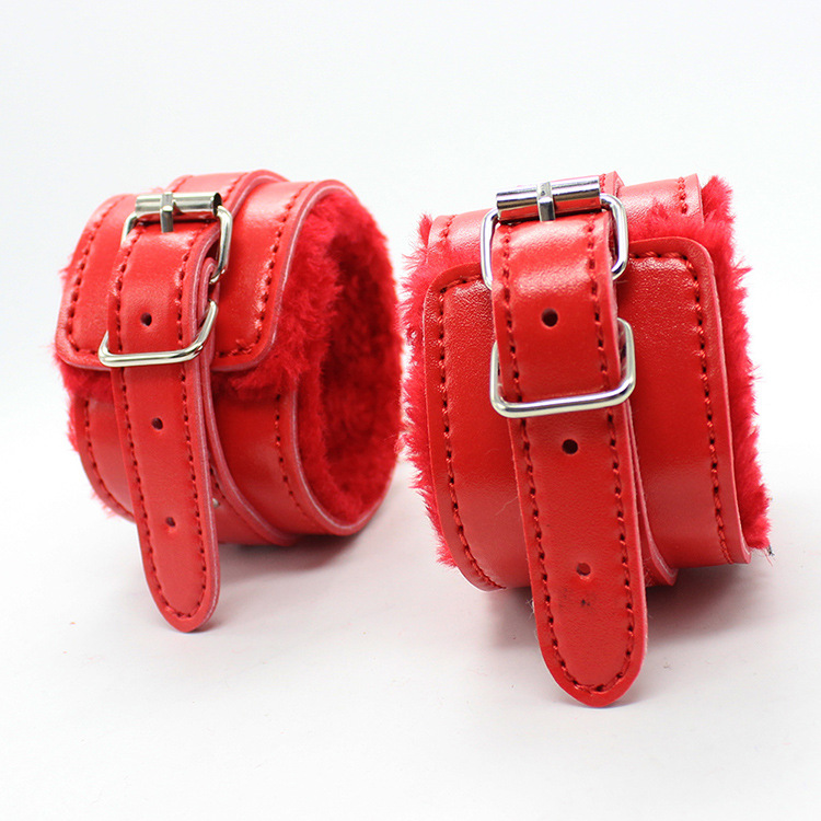 Deluxe 7piece Bdsm Adult Toy Set Leather Plush Handcuffs Foot Cuffs Mouth Gag Whip For Couples - 6