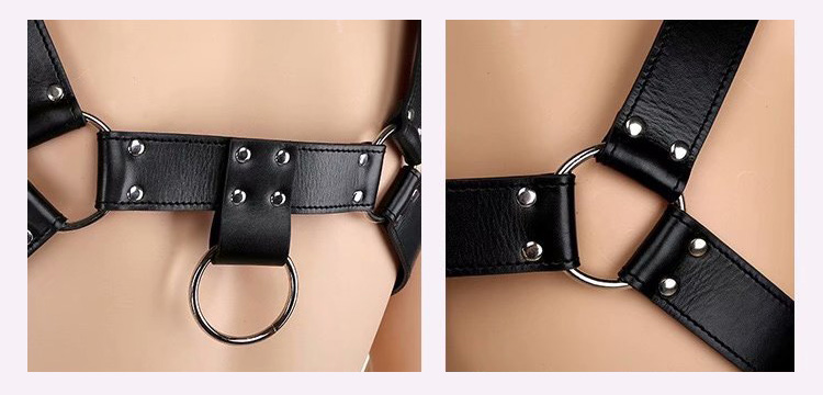 Adjustable Pu Leather Mens Bondage Harness Gay Male Adult Game Sexy Chest Body Costume Toy - 3
