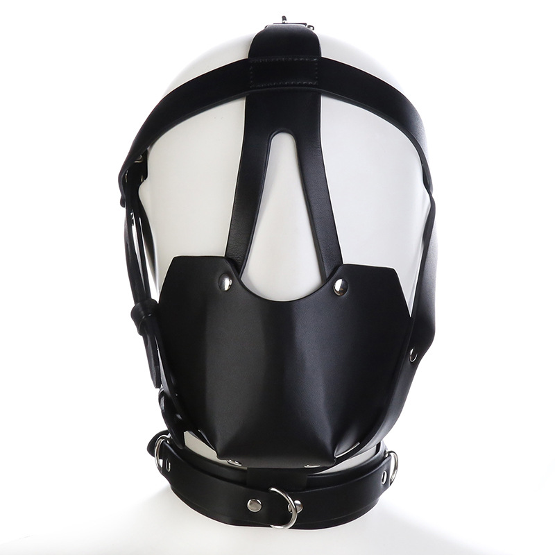 Luxurious Black Genuine Leather Head Harness For Alternative Adult Domination Roleplay Style - 1