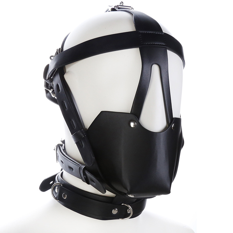 Luxurious Black Genuine Leather Head Harness For Alternative Adult Domination Roleplay Style - 2