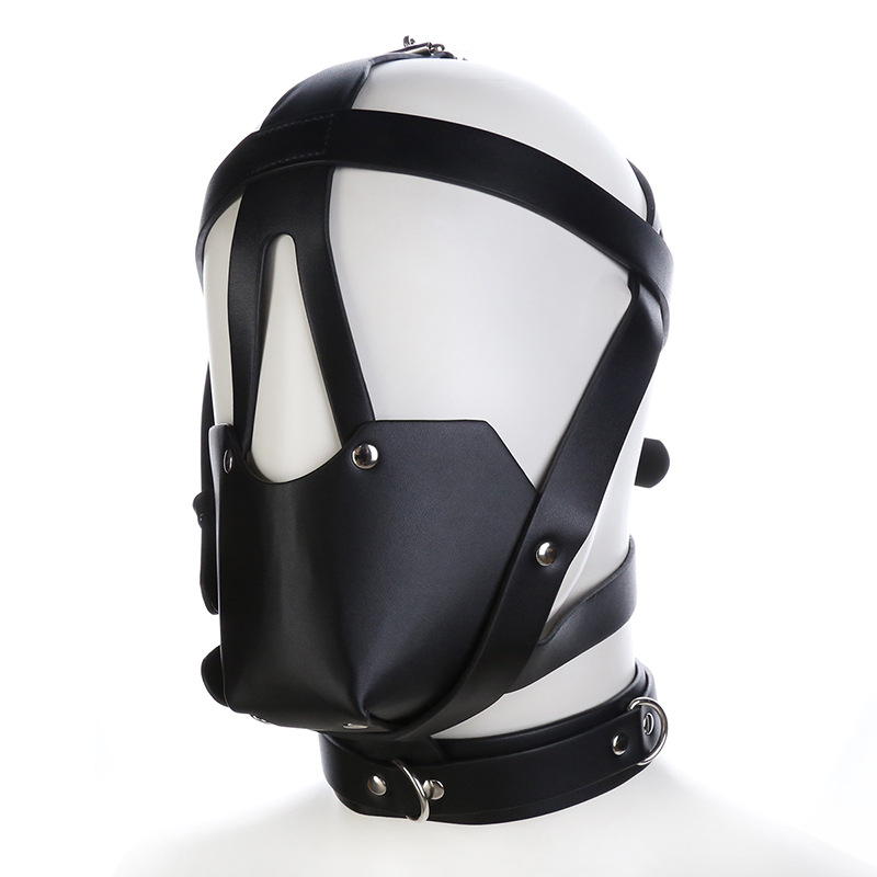 Luxurious Black Genuine Leather Head Harness For Alternative Adult Domination Roleplay Style - 3