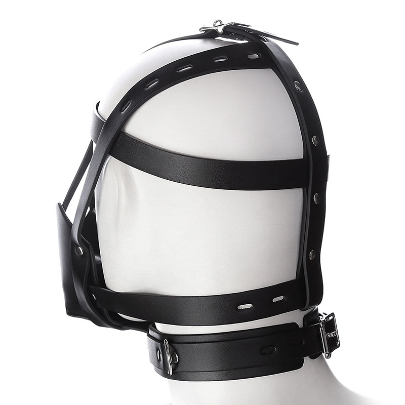 Luxurious Black Genuine Leather Head Harness For Alternative Adult Domination Roleplay Style - 4