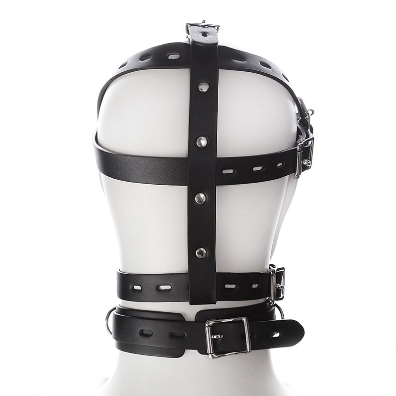 Luxurious Black Genuine Leather Head Harness For Alternative Adult Domination Roleplay Style - 5