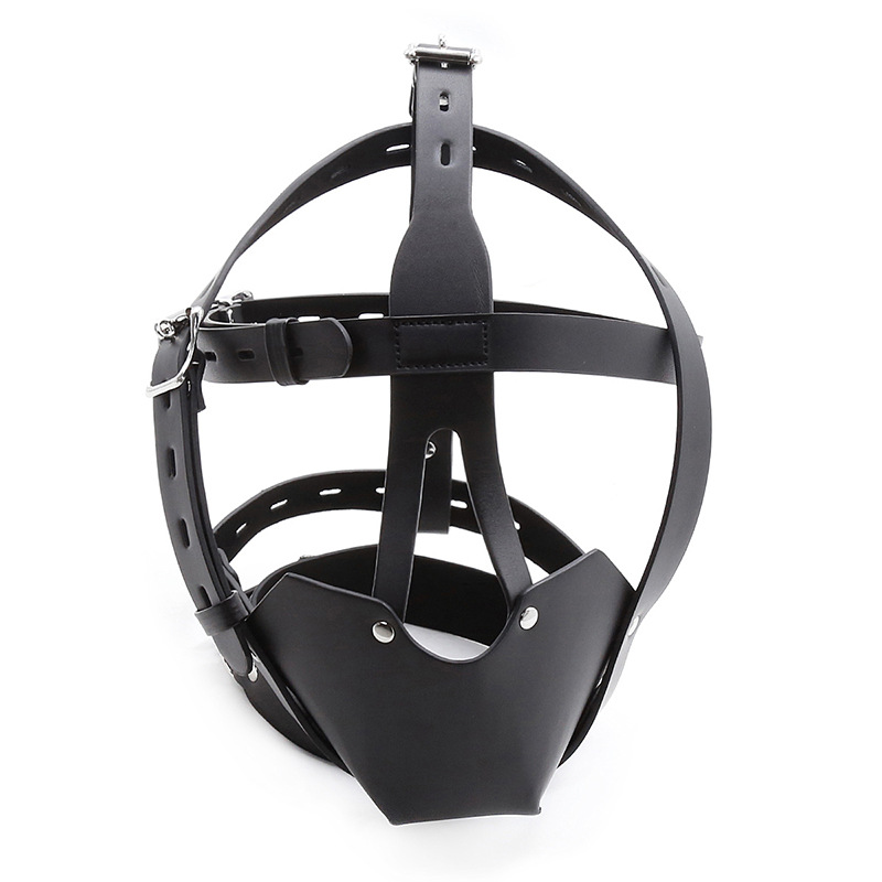 Luxurious Black Genuine Leather Head Harness For Alternative Adult Domination Roleplay Style - 7