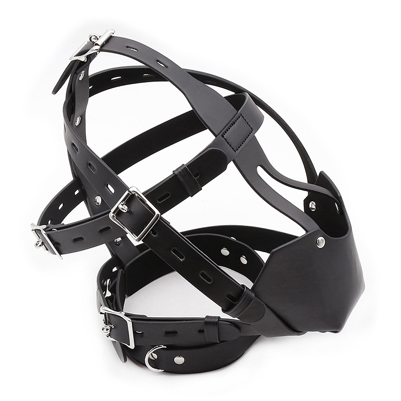 Luxurious Black Genuine Leather Head Harness For Alternative Adult Domination Roleplay Style - 8