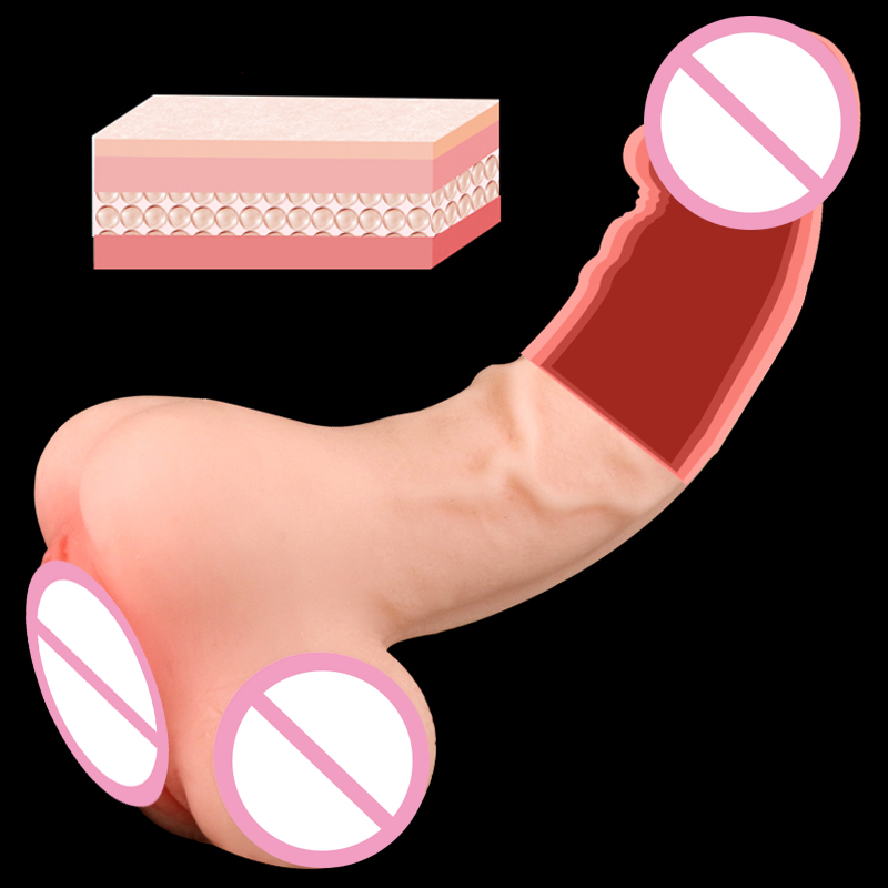 2in1 Hollow Penis Enlarger Sleeve Realistic Dildo Soft Anal Masturbator For Adult Men Women Couples Sexual Wellness Toy Fw3 - 2