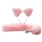 2pcs Set Fluffy Faux Fur Tail Metal Butt Plug Cute Cat Ears Headband For Role Play Party Costume Prop Adult Sex Toys - 5